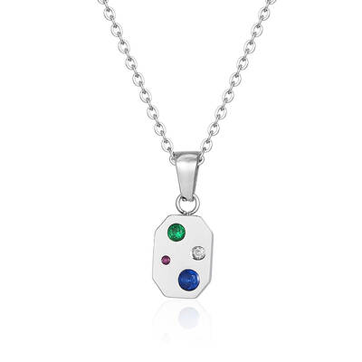 Square Necklace with Sparkling Diamond Pendant Necklaces