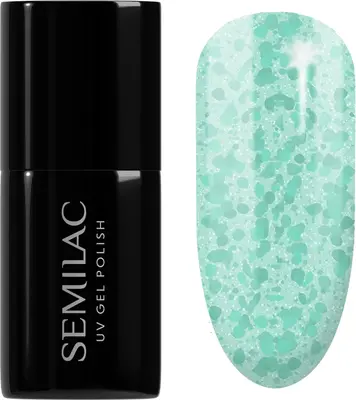 Semilac UV Hybrid Crushed_ICE Gel Nail Polish with UV/LED Lamp Color 495 Mint Glacier 7 ml