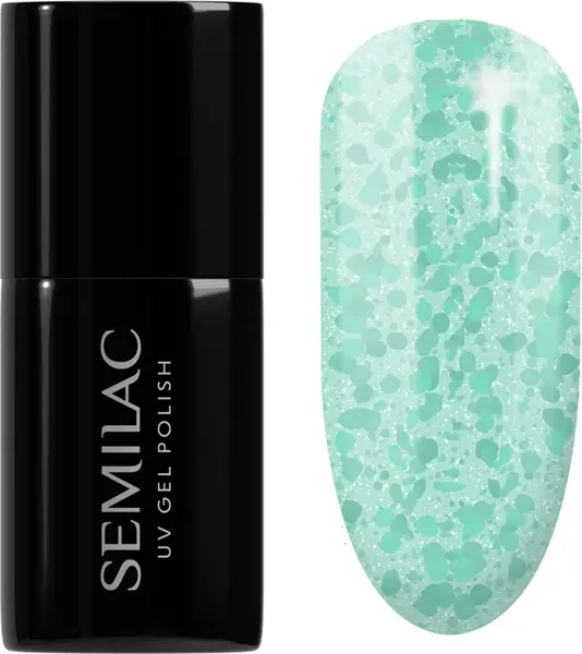Semilac UV Hybrid Crushed_ICE Gel Nail Polish with UV/LED Lamp Color 495 Mint Glacier 7 ml