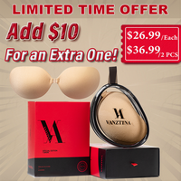 VNA Adhesive Bra 2PCS – Push-up, Strapless, Reusable more than 30 times & Invisible Sticky Bra for Backless Dresses