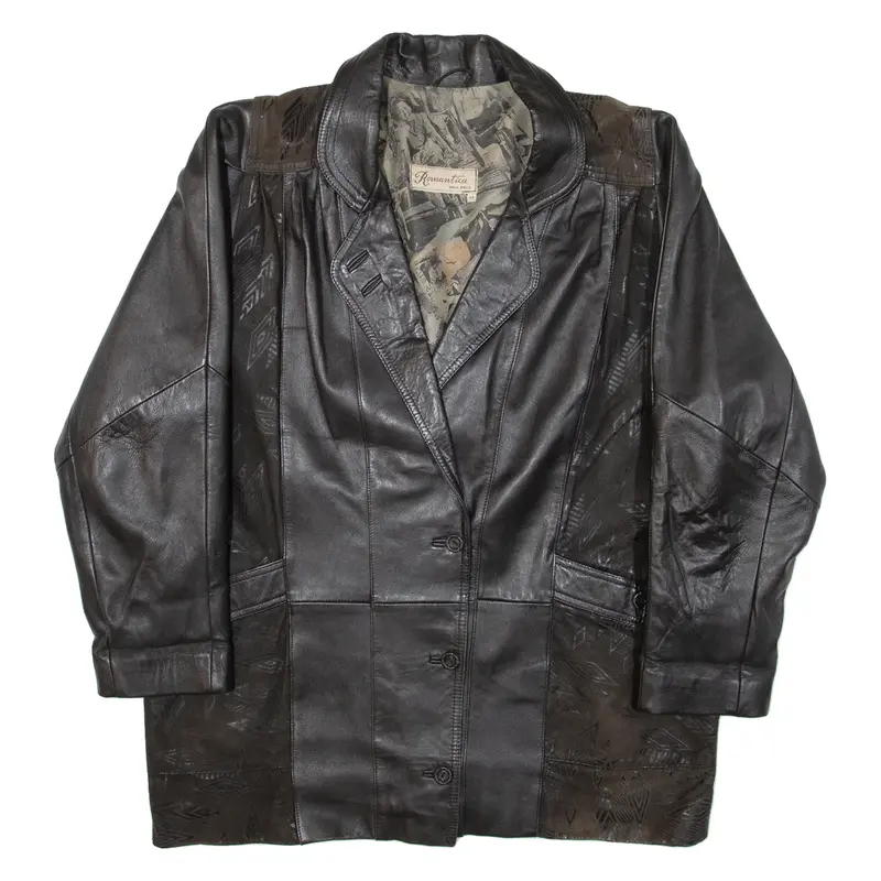 ROWANTICA Womens Coat Black Leather XL