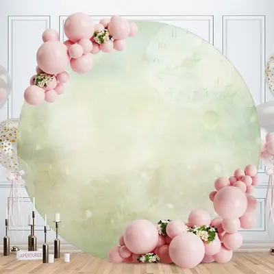 Aperturee Light Green Clock Round Baby Shower Backdrop