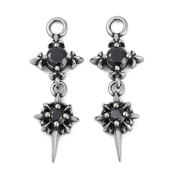 316 Surgical Stainless Steel Micro Pave Cubic Zirconia Pendants