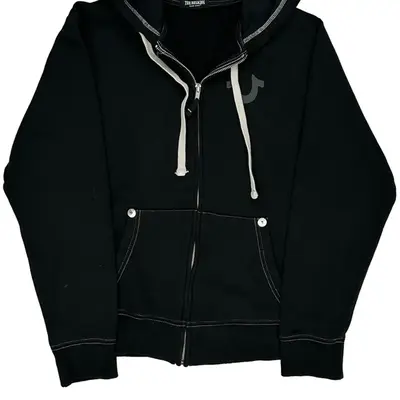 True Religion Graphic Hoodie - Small Black Cotton Blend