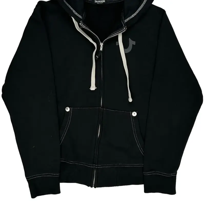 True Religion Graphic Hoodie - Small Black Cotton Blend