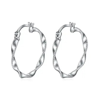 Sterling Silver Round Hoop Earrings