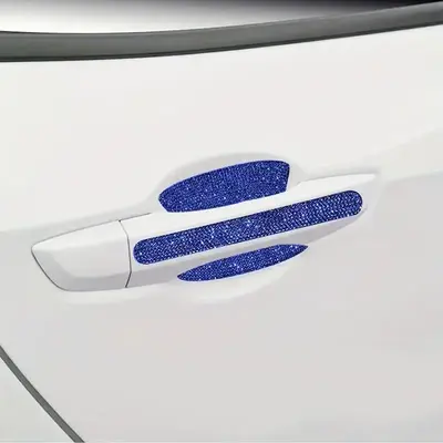 2pcs Rhinestone Decor Car Door Handle Sticker, Bling Car Door Handle Protector Sticker, Glitter Car Door Handle Sticker