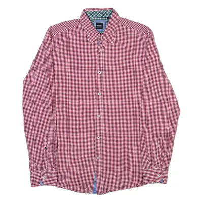 HUGO BOSS Mens Shirt Red Gingham Long Sleeve L