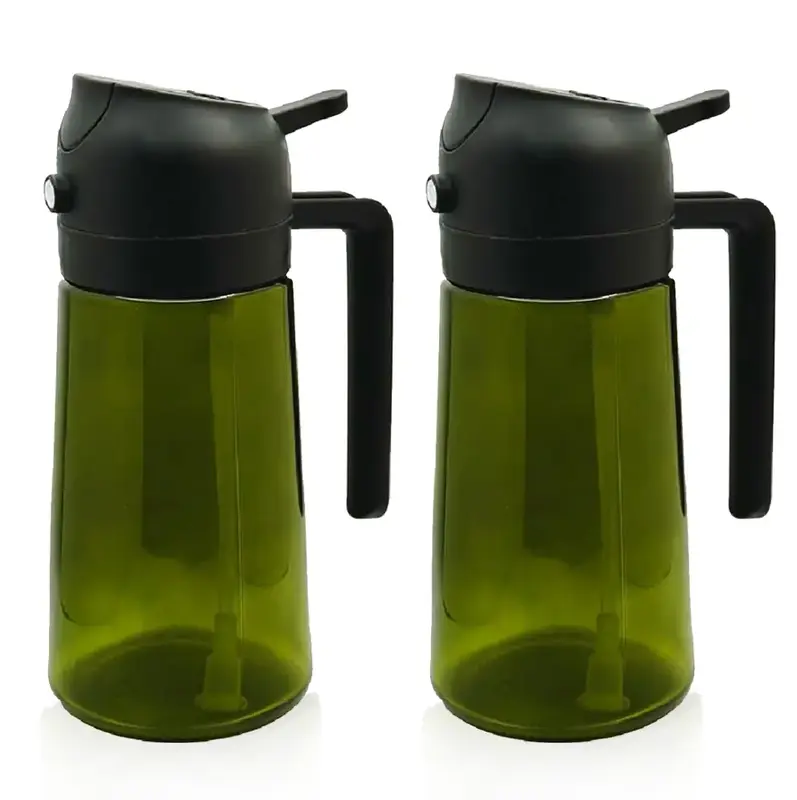2Pcs Oil Sprayer for Cooking, 2 in 1 Olive Oil Dispenser Bottle for Kitchen, 16oz/470ml Premium Glass Oil Bottle, Food-grade ...