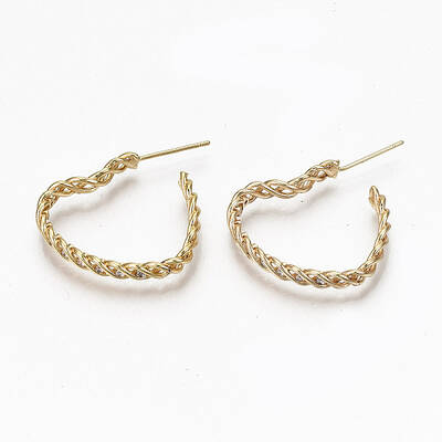Brass Micro Pave Clear Cubic Zirconia Half Hoop Earrings