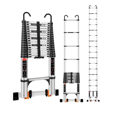 Telescopic Ladder, 20.3FT/17.8FT/16.5FT Aluminium Telescopic Ladder with Non-Slip Feet, Portable Telescopic Ladder Outdoor Wo...
