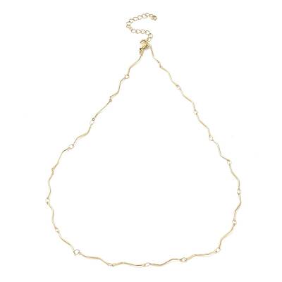 Ion Plating(IP) 304 Stainless Steel Twist Bar Link Chain Necklace