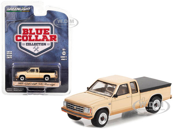1983 Chevrolet S-10 Durango Pickup Truck Tan with Brown Stripes and Black Bed Cover Blue Collar Collection Series 11 1/64 Die...