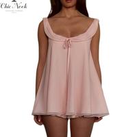 Women's Summer Shorts Outfit Loose Fit Stylish Solid U Neck Long Tank Tops and Low Rise Shorts 2 Pcs Set