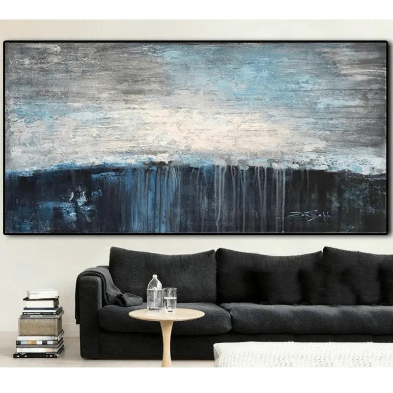 Gray Abstract Painting Black Contemporary Acrylic Art On Canvas | AWARENESS OF REALITY