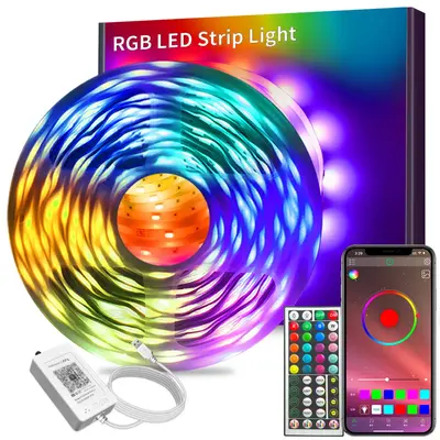 Colorful USB LED Strip Light, 1 Box Music Sync LED Lights with BT APP & Remote Control, Colorful Ambient Light Gadgets for T...