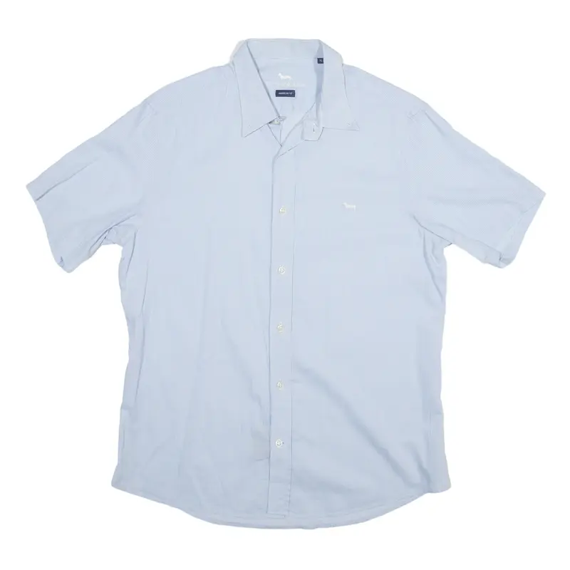 HARMONT & BLAINE Shirt Blue Striped Short Sleeve Mens XL