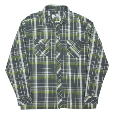 Mens Shirt Grey Check Long Sleeve XL
