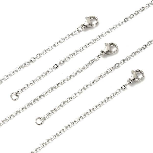 10Pcs 304 Stainless Steel Cable Chain Necklaces Set for Men Women