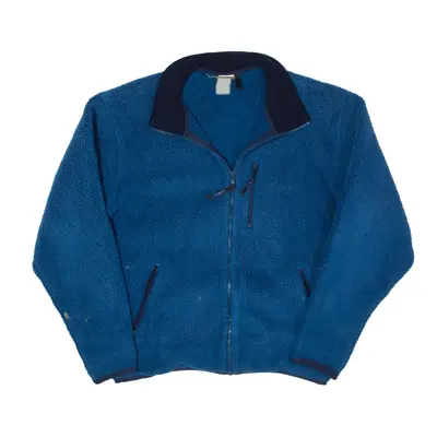 LL BEAN Fleece Jacket Blue 90s Animal Print Mens M