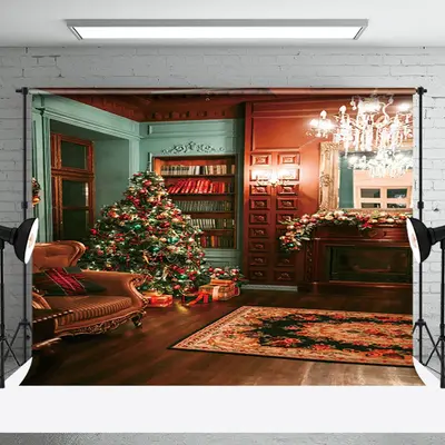 Aperturee Vintage Red Green Room Festive Christmas Backdrop