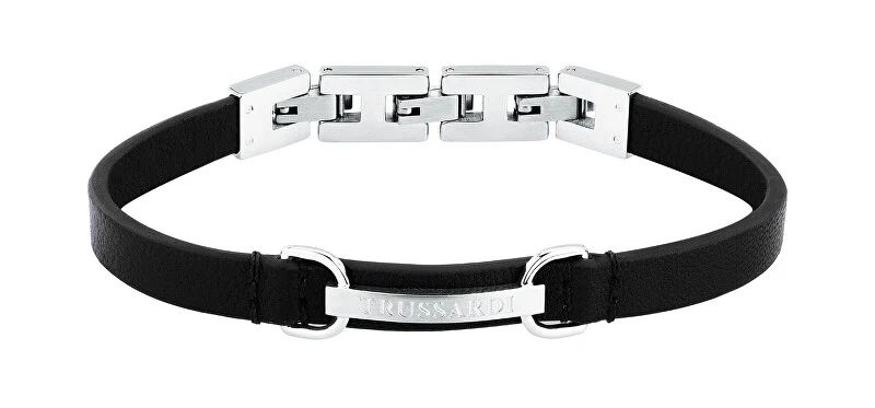 Trussardi Bracciale Da Uomo In Pelle Nera T-Leather Tjaxz08