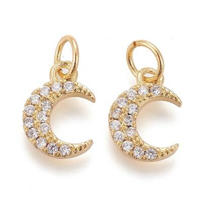 Brass Micro Pave Clear Cubic Zirconia Charms