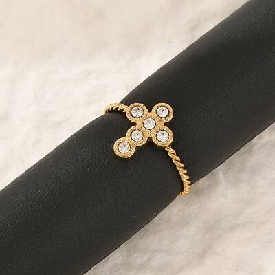 304 Stainless Steel Crystal Rhinestone Cuff Rings for Women