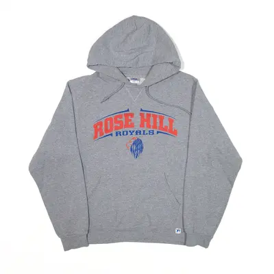 RUSSELL ATHLETIC Rose Hill Royals Sports Hoodie Grey Pullover USA Mens S