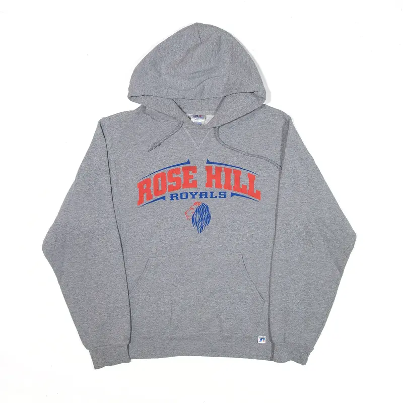 RUSSELL ATHLETIC Rose Hill Royals Sports Hoodie Grey Pullover USA Mens S