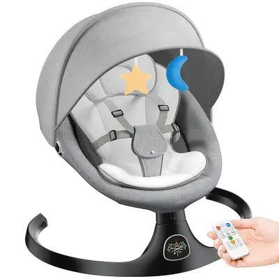 Baby electric rocking chair, electric baby swing, 5 speeds, 10 melodies , Adapter and screw battery , Suitable for both indoo...