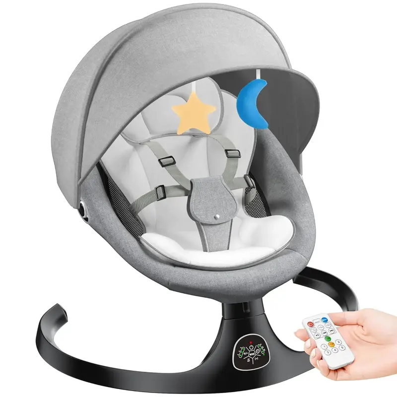 Baby electric rocking chair, electric baby swing, 5 speeds, 10 melodies , Adapter and screw battery , Suitable for both indoo...