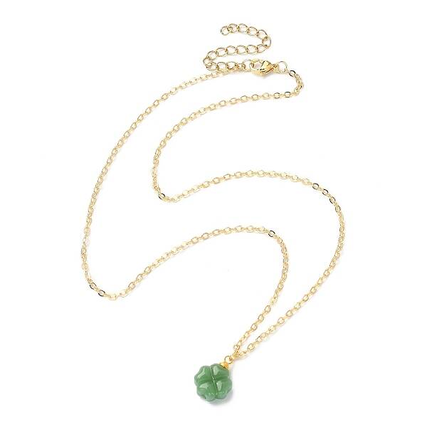Clover Glass Pendant Necklace with Cable Chains
