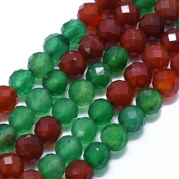 Natural Carnelian & Dyed & Heated Green Onyx Agate Beads Strands