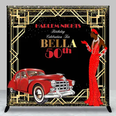 Aperturee Black Harlem Nights Custom 50Th Birthday Backdrop | Happy Birthday Backdrop | Custom Birthday Back Drop | Backdrop ...