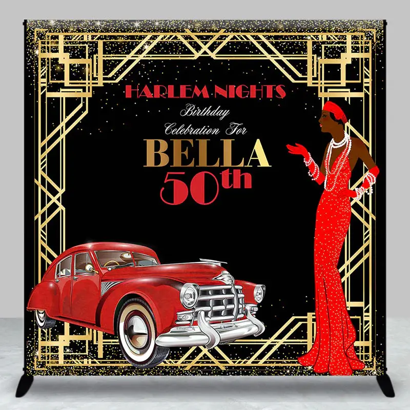 Aperturee Black Harlem Nights Custom 50Th Birthday Backdrop | Happy Birthday Backdrop | Custom Birthday Back Drop | Backdrop ...