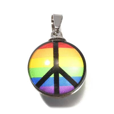 Flat Round 201 Stainless Steel Acrylic Pendants