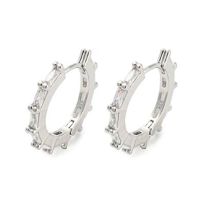 Brass with Cubic Zirconia Hoop Earrings