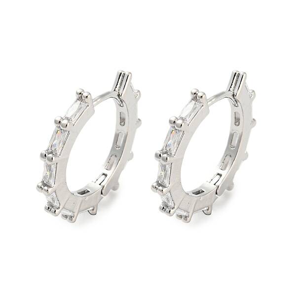 Brass with Cubic Zirconia Hoop Earrings