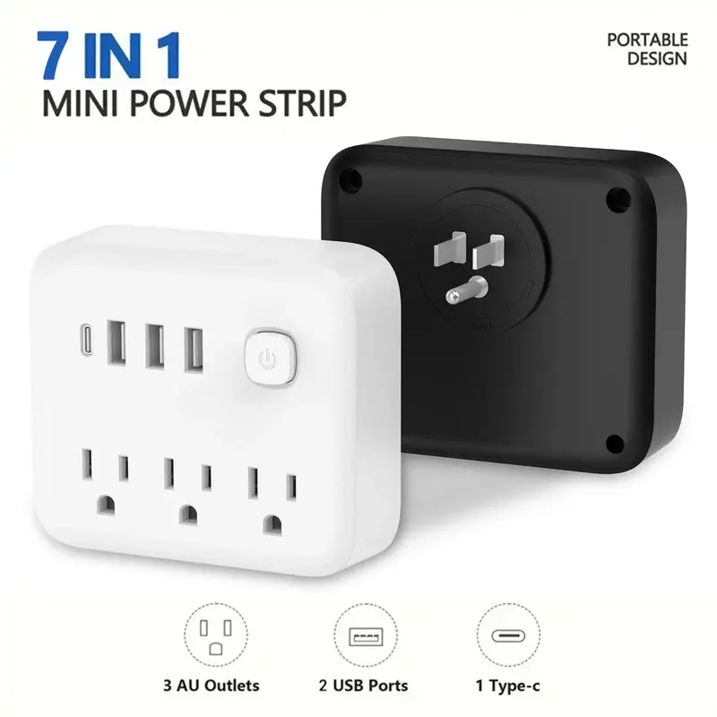 Wall Charger, Surge Protector Dorm Room Essentials 3 Outlets 4 USB (1 USB C) Charging Ports for Home Travel Office