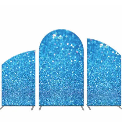 Aperturee Solid Aqua Blue Glitter Arch Backdrop Kit For Birthday | Wedding Arch Backdrop | Round Arch Backdrop Cover | Chiara...