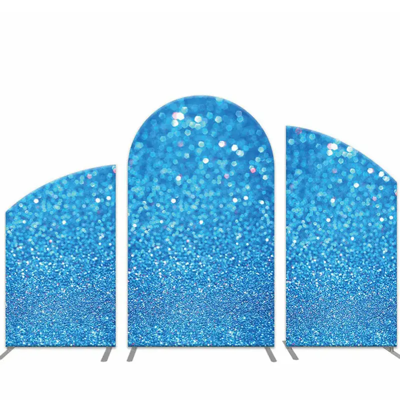 Aperturee Solid Aqua Blue Glitter Arch Backdrop Kit For Birthday | Wedding Arch Backdrop | Round Arch Backdrop Cover | Chiara...