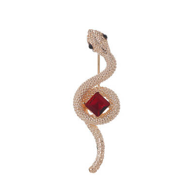 Light Gold Plated Alloy Glass Safety Pin Brooch