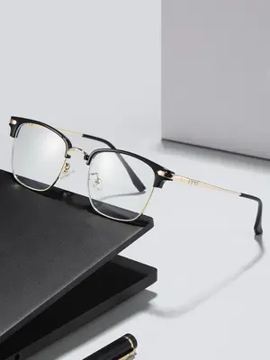 Unisex 2024 New Simple Style Square Frame Eyeglasses, Casual Trendy Minimalist Eyeglasses for Outdoor Activities for Men & Wo...