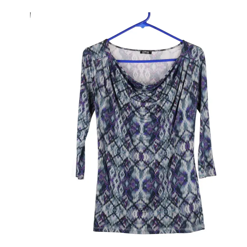 Oltre Long Sleeve Top - Small Blue Polyester Blend