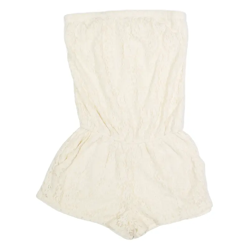 HOLLISTER Womens Playsuit Cream Wide-Leg Lace XS