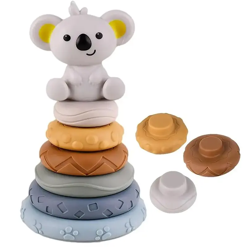 Baby Stacking & Nesting Circle Toy, 6 Counts/set Soft Building Rings Stacker & Teethers, Early Educational Learning Stacking ...