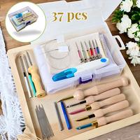 37Pcs Punch Needle Kit for Beginners - Embroidery Stitching Craft Tools,DIY sewing supplies,Needle Threader,Blunt Needles,kni...