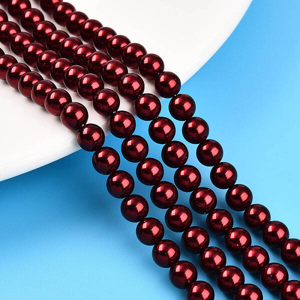 Baking Painted Pearlized Glass Pearl Bead Strands