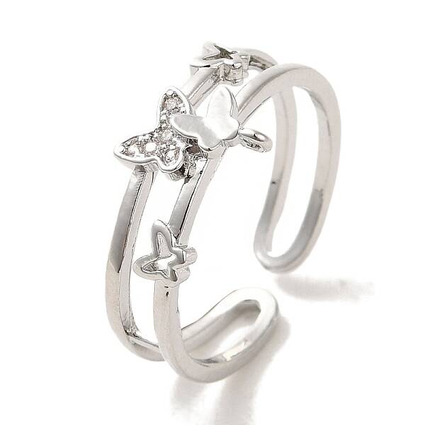 Brass Micro Pave Cubic Zirconia Rings for Women